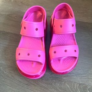 Hot pink mega crush crocs